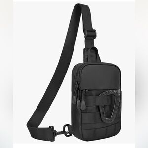 NWOT Black Sling Bag Men Women, Tactical Inspired Waterproof Utility EDC Travel